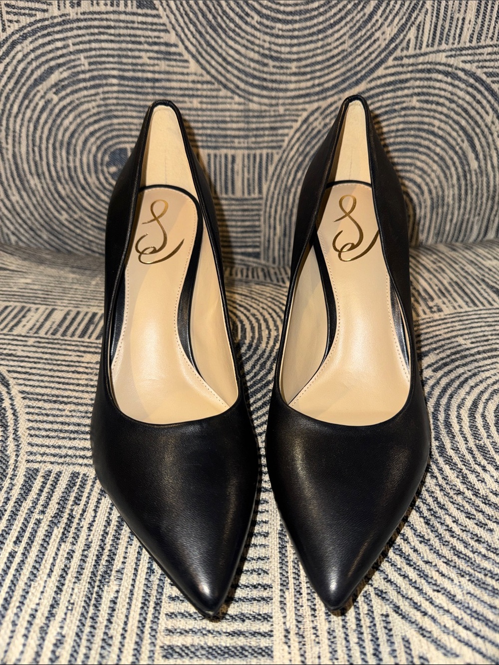 Sam Edelman Black Pointed Leather Pumps - Classic Women's Heels